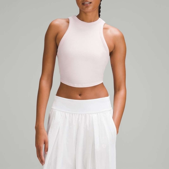 lululemon athletica Tops - Lululemon Hold Tight Cropped Tank Top Flush Pink Pastel Ribbed Crop Women's Sz 4